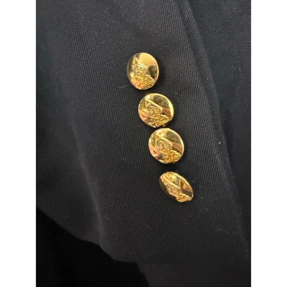Austin Reed Black 100% Wool Equestrian Blazer Women’s Size 12 Riding Style Gold